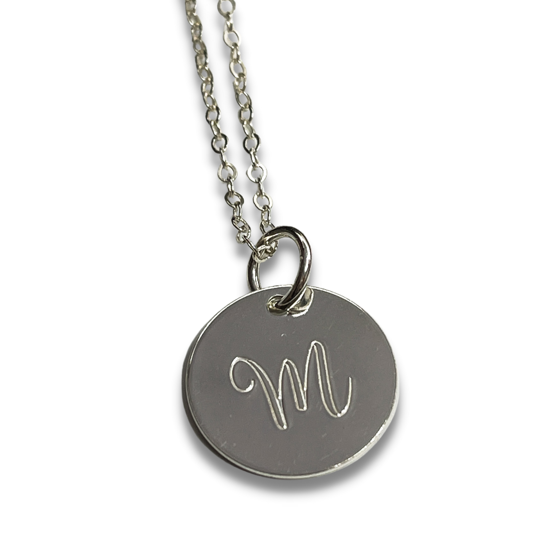 Buy Stamped Initial Necklace Letter P Vintage Silver Disk Wedding Jewelry  Necklace Online in India - Etsy